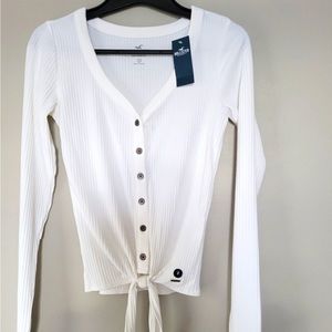 NWT Hollister long sleeve front tie top